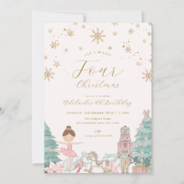 Convites Pink Nutcracker Ballet Fourth Birthday Invitation