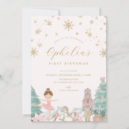 Convites Pink Nutcracker Ballet Winter Birthday Invitation