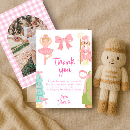Convites Pink Nutcracker Birthday Photo Thank You Card