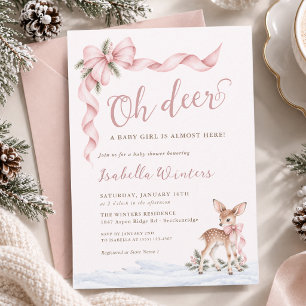 Convites Pink Oh Deer Bebê Menina Está Quase Aqui Chuvinha