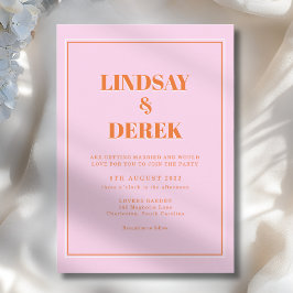 Convites Pink Orange Bold Font Modern Wedding