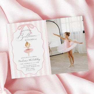 Convites Pink Our Little Ballerina Ballet Birthday Photo