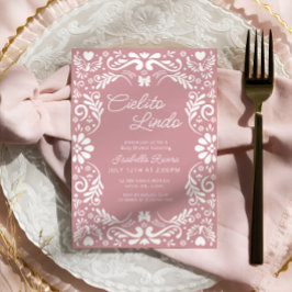 Convites Pink Papel Picado Chá de fraldas mexicano