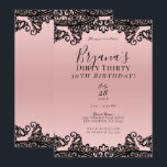 Convites Pink Peach Black Lace Dirty 30 30th Birthday<br><div class="desc">Personalize para qualquer evento</div>