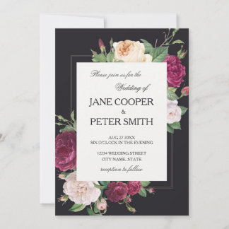 Convites Pink peonies Budget Wedding Invitation