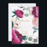 Convites Pink Peony Eucalyptus Garden Floral Glam Wedding<br><div class="desc">Thank You Card. Check out other items in this matching suite.</div>