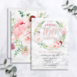 Convites Pink Peony Wreath Rosa Dourada Marble Surpresa 100<br><div class="desc">Mãos para baixo meu design favorito de todos os tempos até hoje, este maravilhoso convite de aniversário surpresa apresenta as flores mais bonitas de aquarela que já vi - tão realistas que parecem fotos! Uma coroa de peões cor-de-rosa e astilbe, dahlias, bolas de allium, galhos de eucalipto e um delicado...</div>