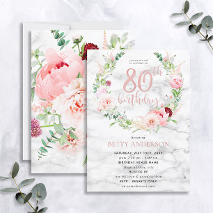Convites Pink Peony Wreath Rosa Dourada Marble Typografia 8