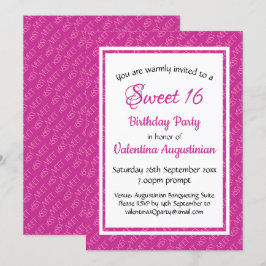 Convites PINK Personalizado de 16 Aniversário