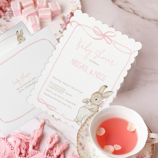 Convites Pink Peter o Chá de fraldas Beatrix do coelho (Criador carregado)