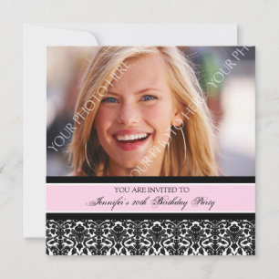 Convites Pink Photo 20th Birthday Party Invitations