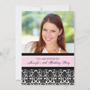Convites Pink Photo 20th Birthday Party Invitations
