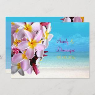 CONVITES PINK PLUMERIA LEI / CASAMENTO DE BEACH