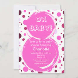 Convites Pink polka dot Baby Shower Invitation