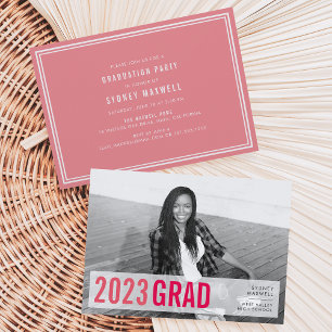 Convites Pink Pop Modern Photo Graduation Party