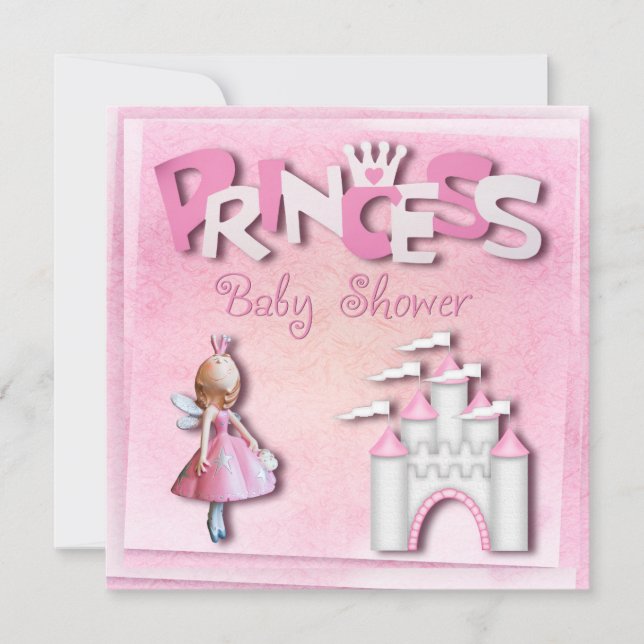 Convites Pink Princess Churrasco de Cupcake & Castelo (Frente)