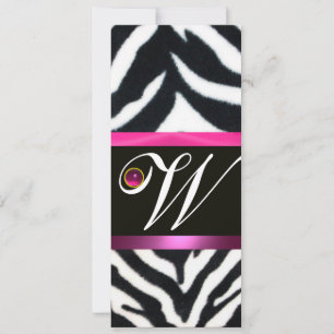 Convites PINK,PURPLE BLACK BRANCO ZEBRA FUR MONOGRAMA fuchs
