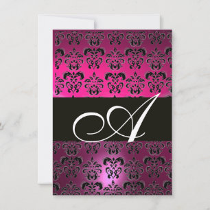Convites PINK PURPLE BLACK MONOGRAM fuchsia branca