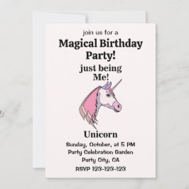 Convites Pink Purple Unicorn Head Magical Birthday Party
