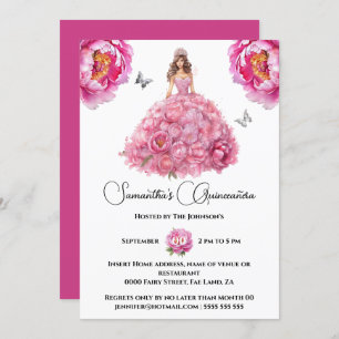 Convites Pink Quinceañera baile de pedras flores florais