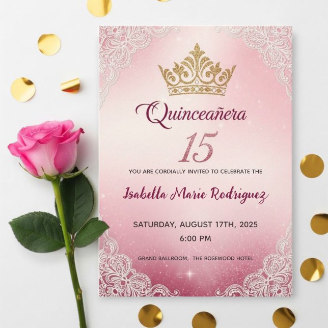 Convites Pink Quinceañera Invitations (Criador carregado)