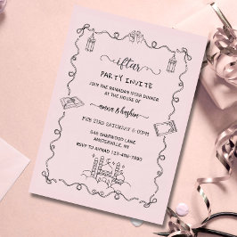 Convites Pink Ramadan Bow doodle ramadan iftar invitations
