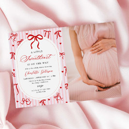 Convites Pink Red Coquette Bow Valentine Baby Shower Photo