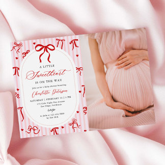 Convites Pink Red Coquette Bow Valentine Baby Shower Photo