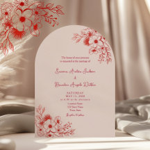 Pink Red Floral QR Code Wedding