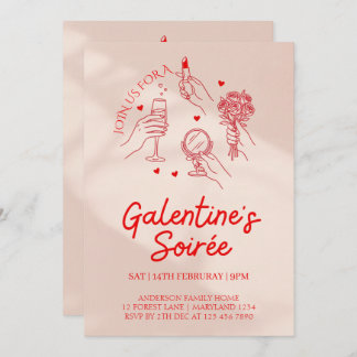Convites Pink & Red Galentine’s Day Party Invitation Templa
