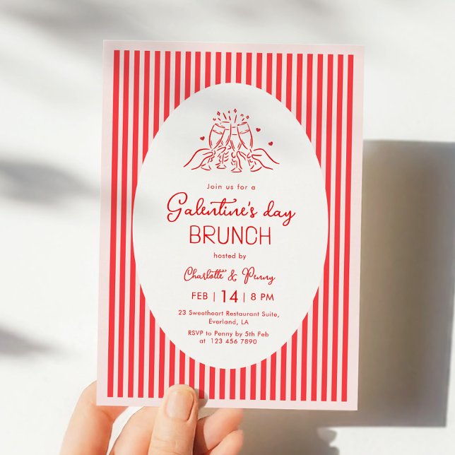 Convites Pink Red Galentine's Party Invitation (Criador carregado)