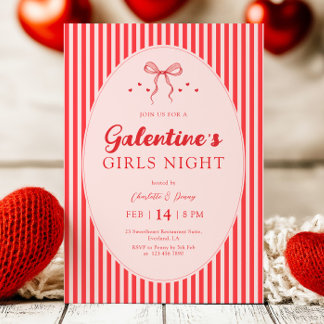 Convites Pink Red Galentine's Party Invitation