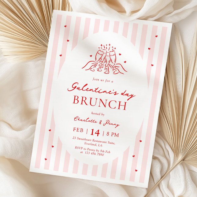 Convites Pink Red Galentine's Party Invitation (Criador carregado)