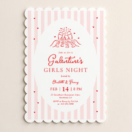 Convites Pink Red Galentine's Party Invitation