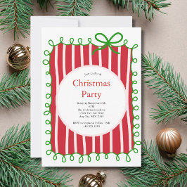 Convites Pink Red Green Coquette Bow Doodle Christmas Party