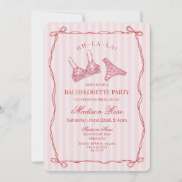 Convites Pink & Red Heart Lingerie Bachelorette Party