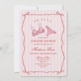 Convites Pink & Red Heart Lingerie Shower Panty Party 