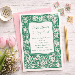 Convites Pink Rose Flower Easter Brunch Invitation