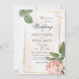 Convites Pink rose Wedding Invitation