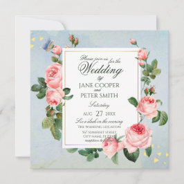 Convites Pink Roses floral Wedding Invitation