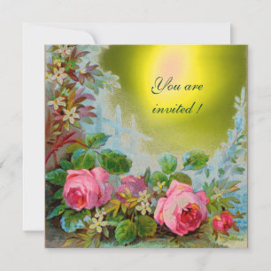 Convites PINK ROSES & JASMINS ,Pedra amarela Gem