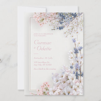Convites Pink Sakura Romantic Minimalist Frame Wedding