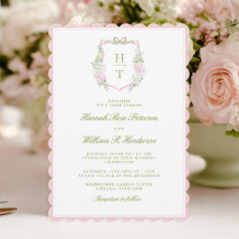 Convites Pink Scalloped Hydrangea Wedding All in One