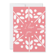 Pink Scandinavian Folart "I love you" card