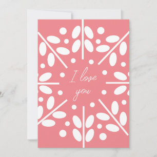 Convites Pink Scandinavian Folart "I love you" card
