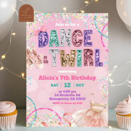 Convites Pink Sequin ballet dance and twirl birthday