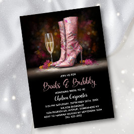 Convites Pink Sequin Boots and Bubbly Bridal Shower