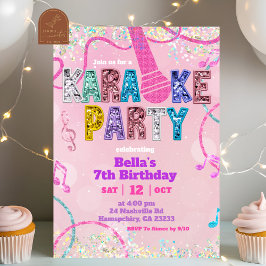 Convites Pink Sequin Glitter Karaoke Party Birthday Invitat