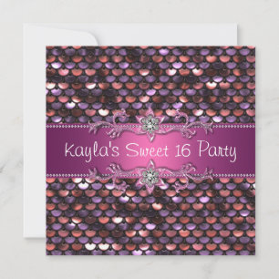 Convites Pink Sequin Jewel Hot Pink 16 Party