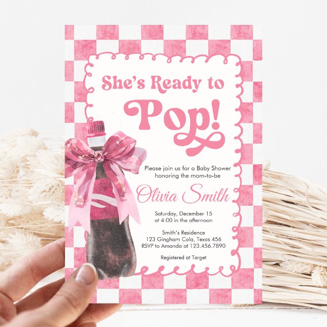 Convites Pink She's Ready to Pop Baby Shower Invitation (She's Ready To Pop Baby Shower invitation)